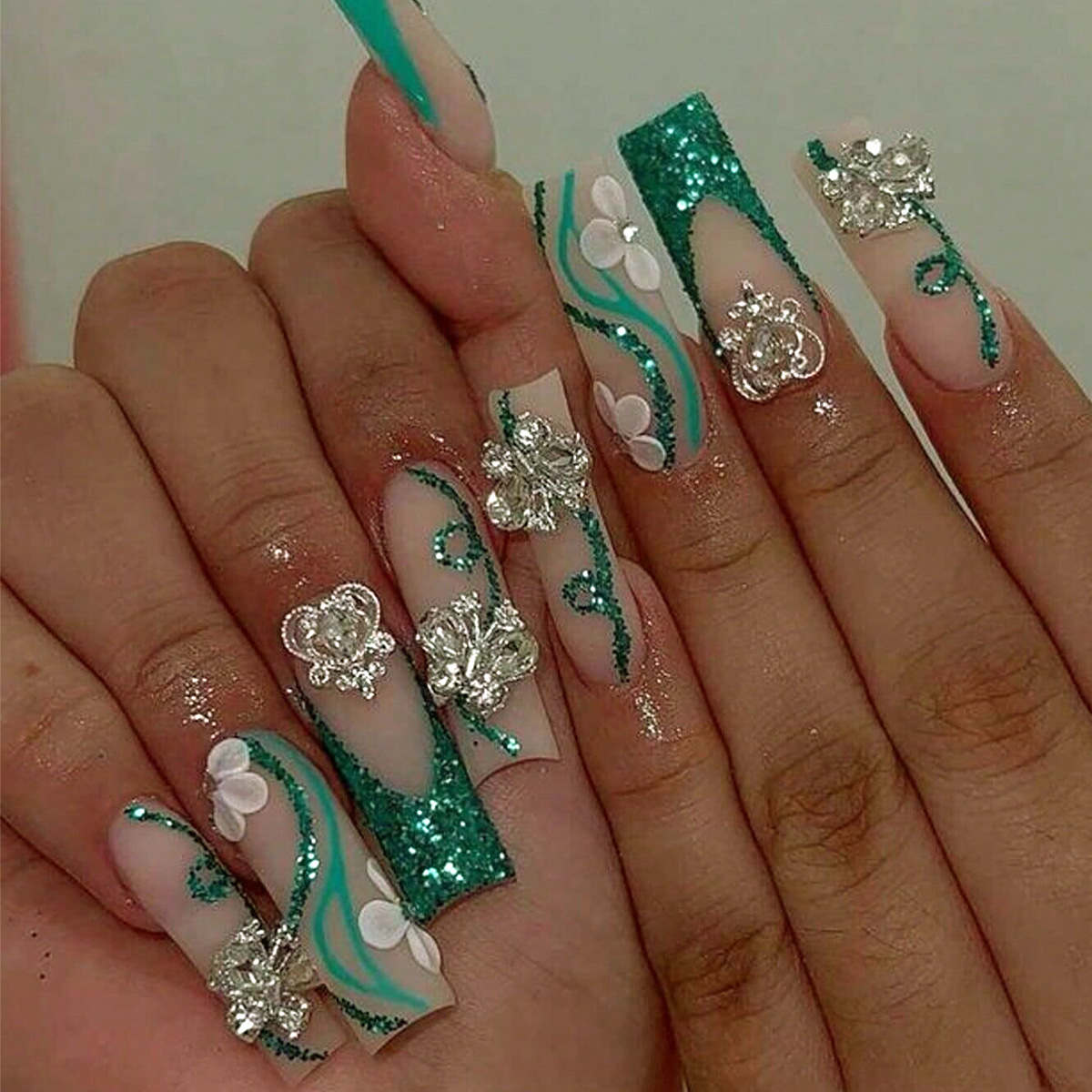 Nail Extension Tips - Fausse colle brillante sur pointe française,