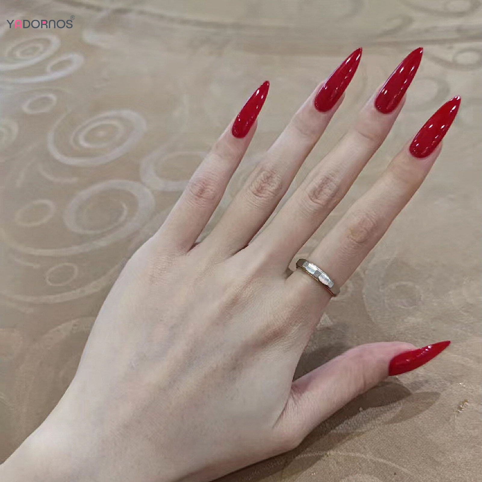 Nail Extension Tips - Long Stiletto Fake N64.Alberese Red souhaits