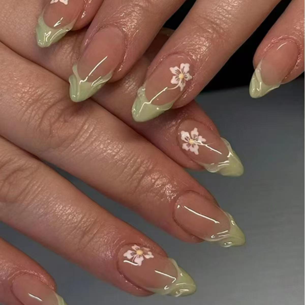 24 pièces Simple vert français - Nail Extension Tips avis et prix