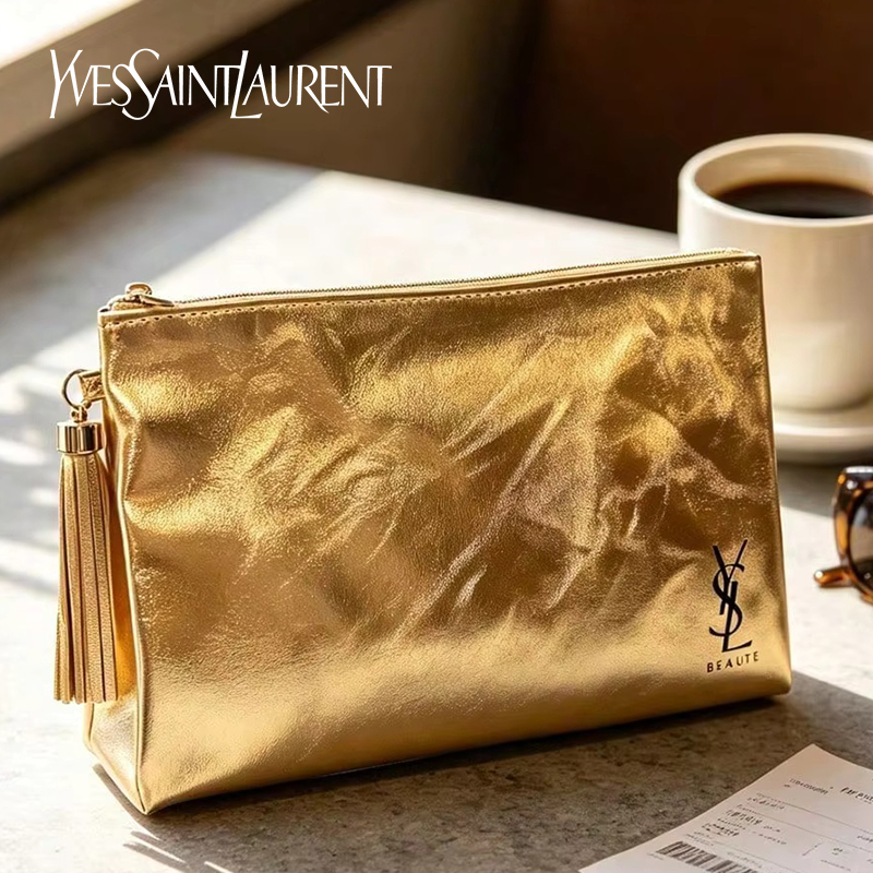 Sac cosmétique doré YSL, poche - Ysl Beauty Makeup Bag avis et prix