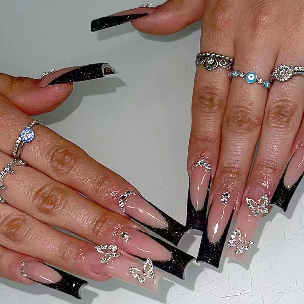 24 pièces noir français faux o - Nail Extension Tips avis et prix