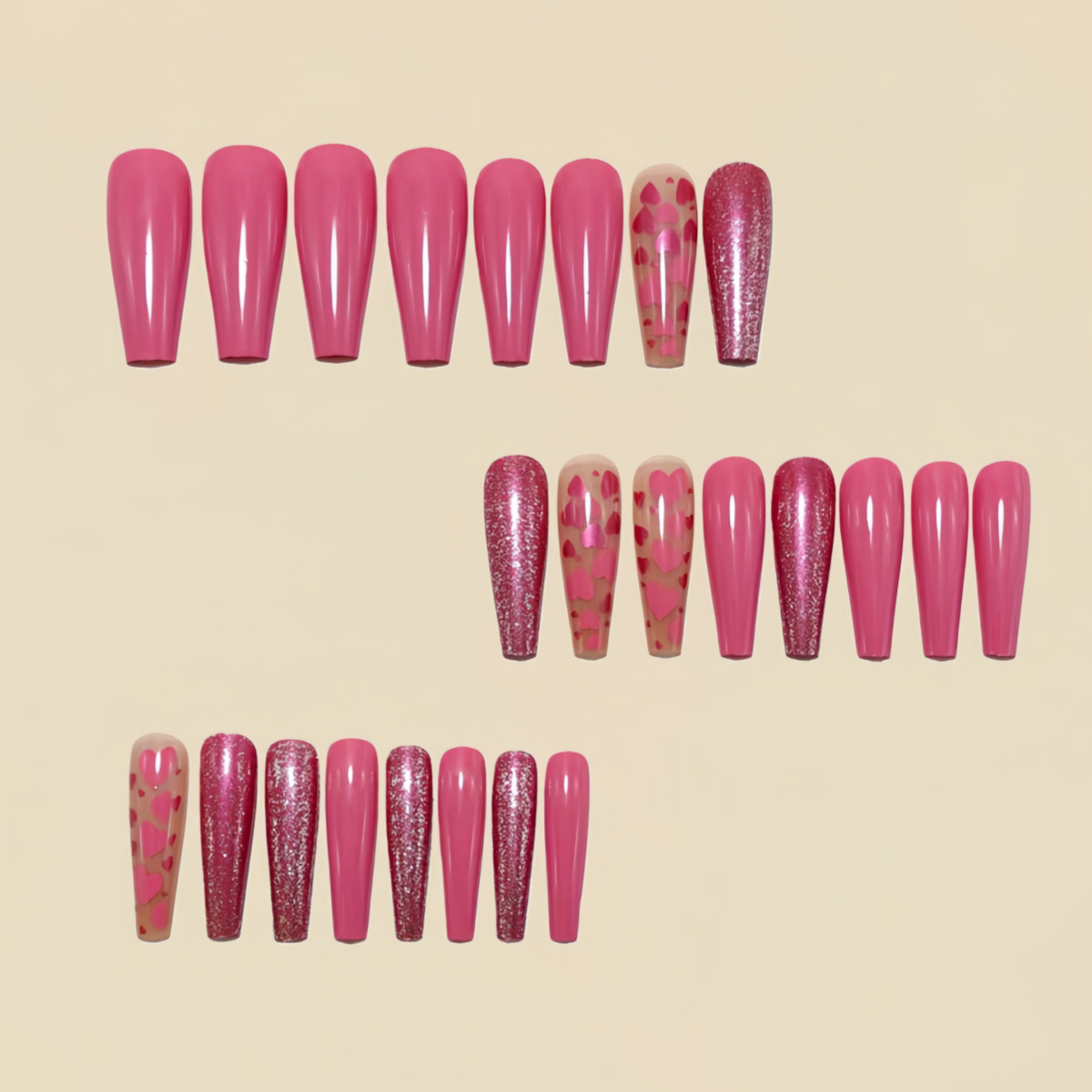 Faux ongles mi-longs rose et b - Nail Extension Tips avis et prix